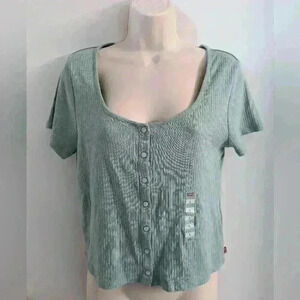 Levi's Green Britt Snap Front Top Size L
